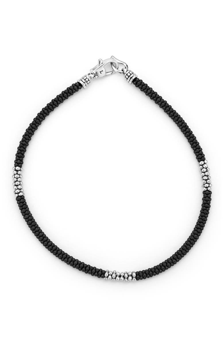 Men's Black Caviar Three-Station Bracelet, Alternate, color, BLACK