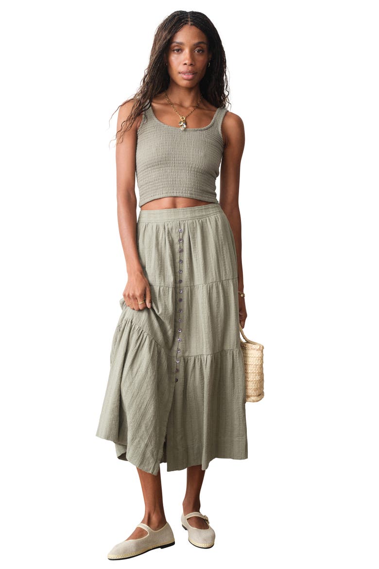 Lana Tiered Cotton Maxi Skirt, Alternate, color, SAGE