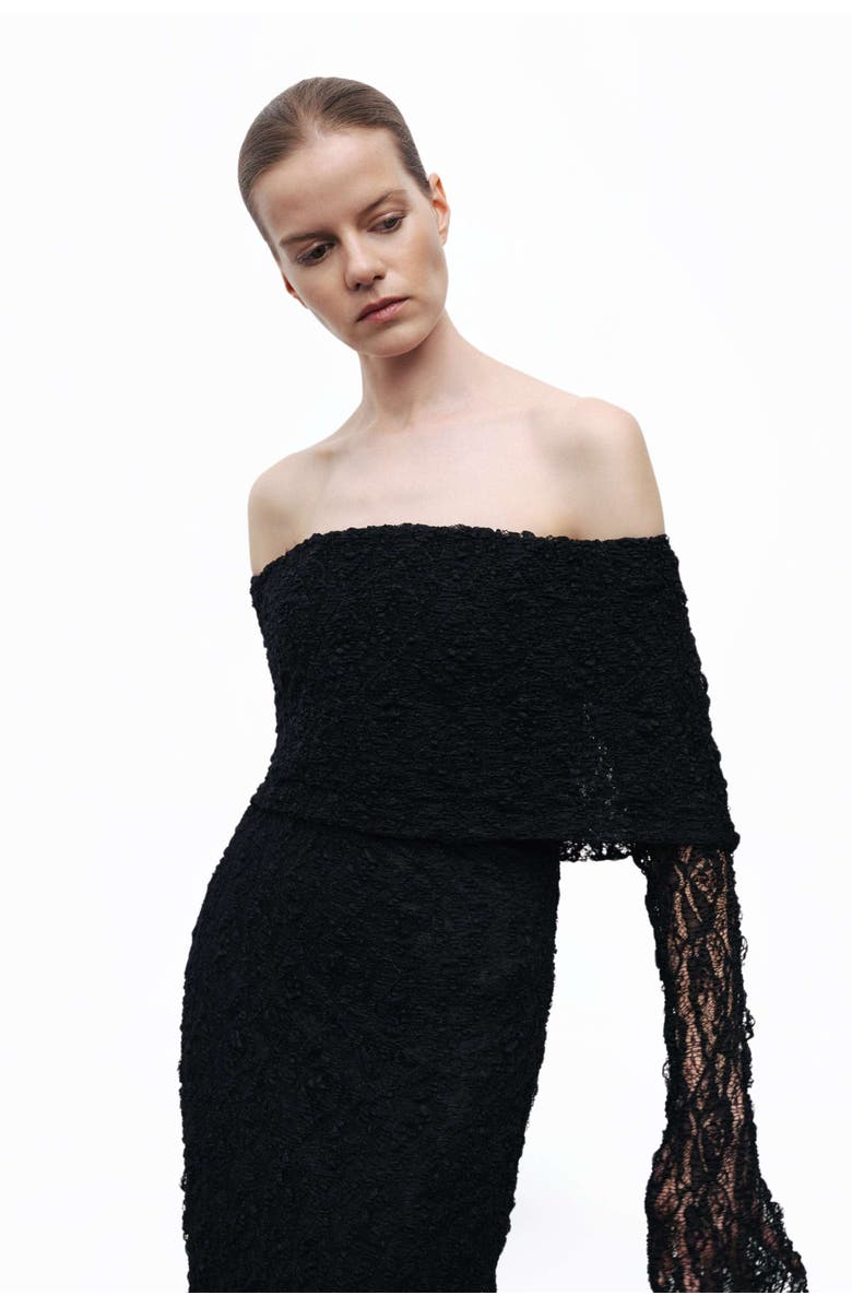 Nocturne Off-The Shoulder Lace Maxi Dress, Alternate, color, 