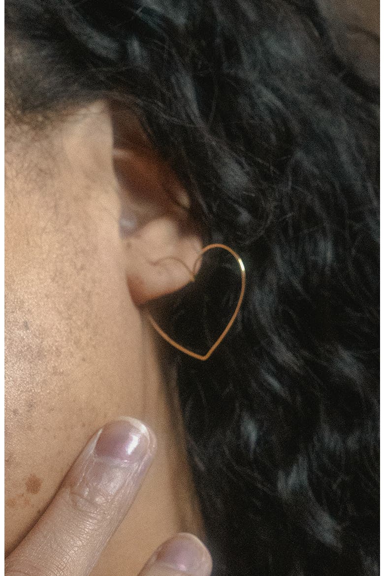 Solid 9K Gold Heart Hoop Earrings, Alternate, color, GOLD