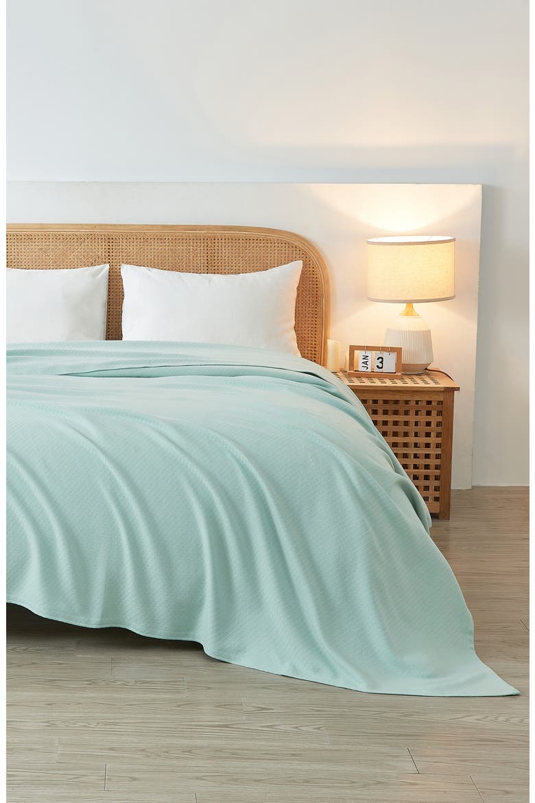 Egyptian Cotton Blanket, Alternate, color, GREEN