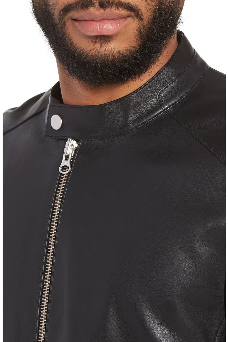 Leather Moto Jacket, Alternate, color, BLACK