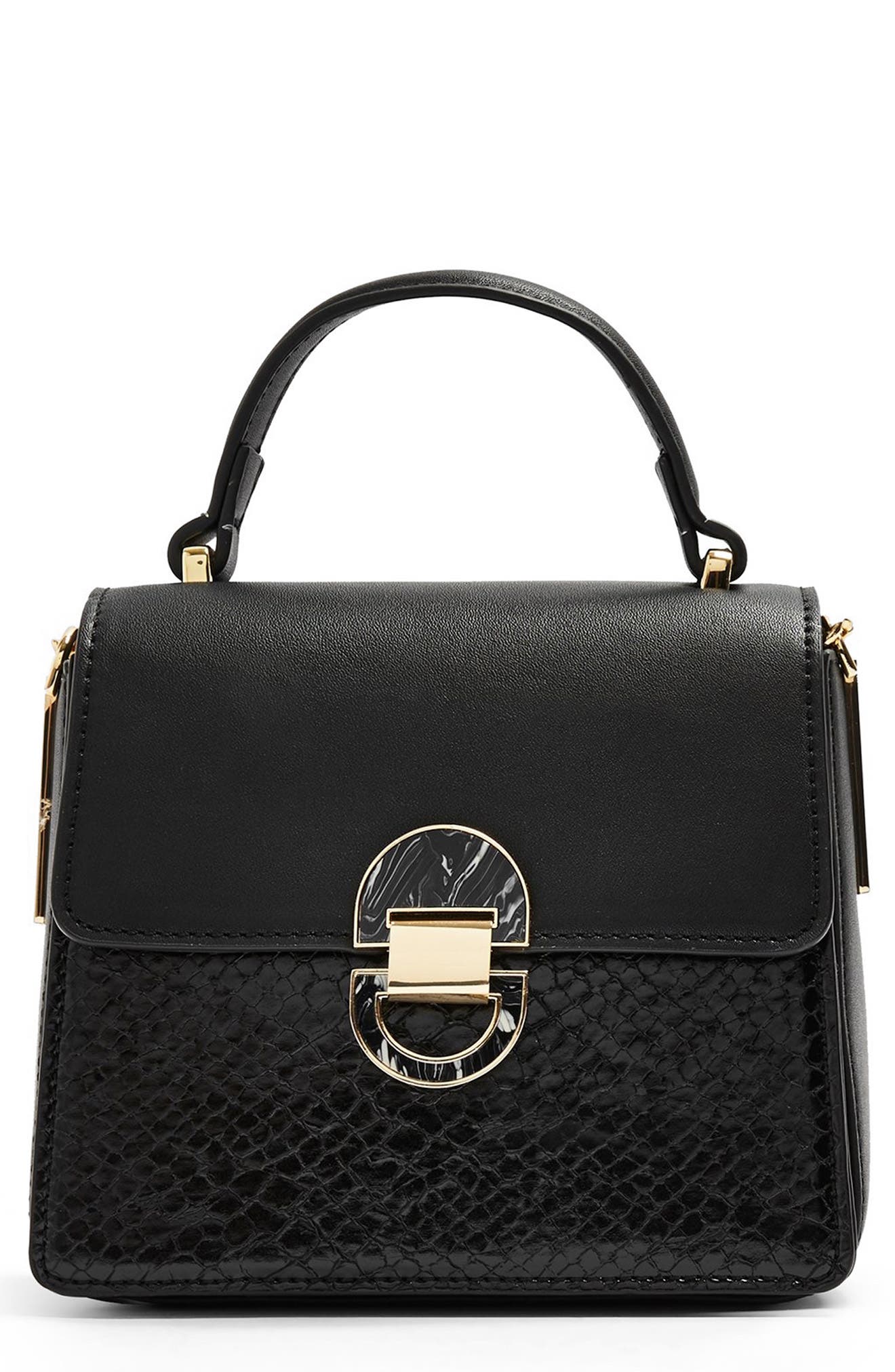 Topshop Mini Celia Faux Leather Crossbody Bag, Main, color, 