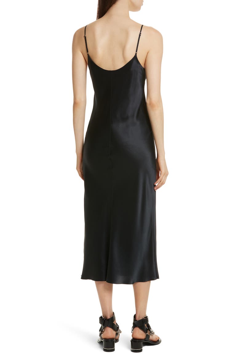 T by Alexander Wang Silk Charmeuse Slipdress, Alternate, color, BLACK