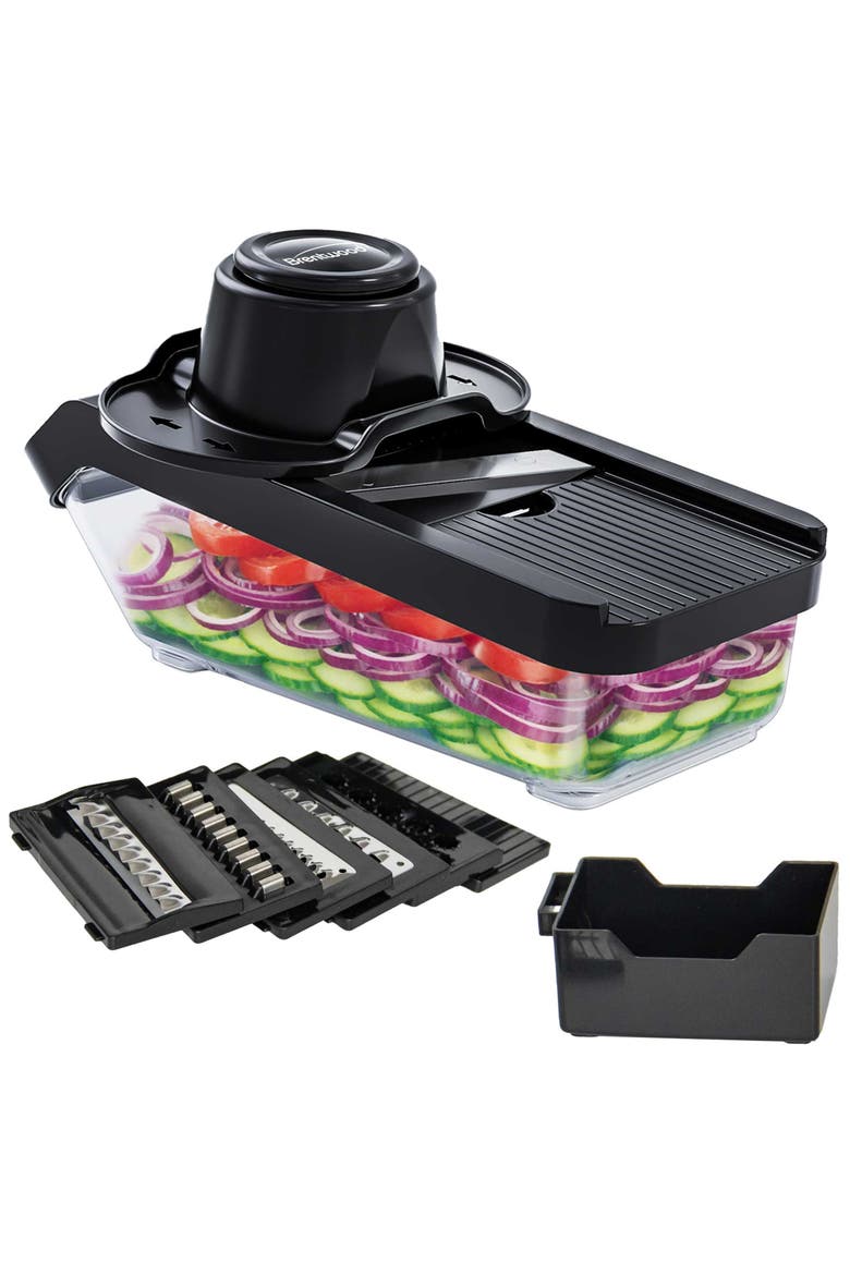 3.6 Cup Mandolin Slicer with 6 Interchangeable Blades, Main, color, Black