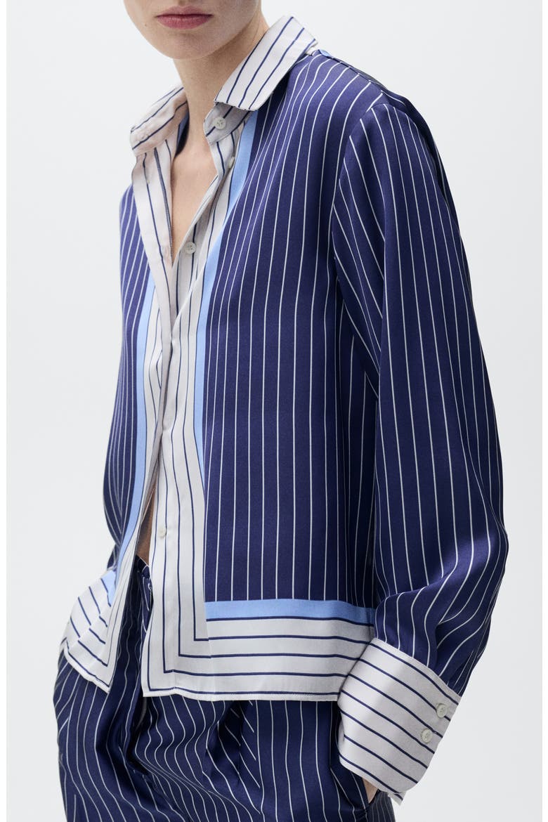 Stripe Satin Shirt, Alternate, color, BLUE