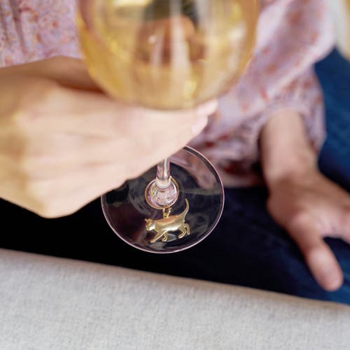 Twine Cat Wine Charms Set Of 6 In Gold