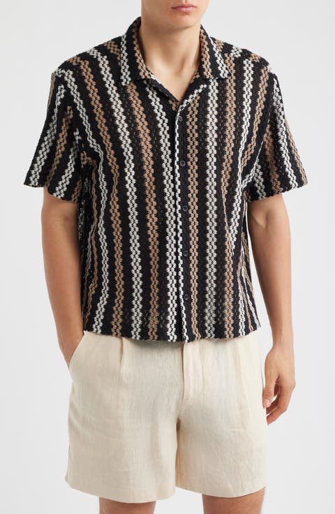 Wade Openwork Stripe Camp Shirt