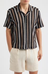 Percival Wade Openwork Stripe Camp Shirt