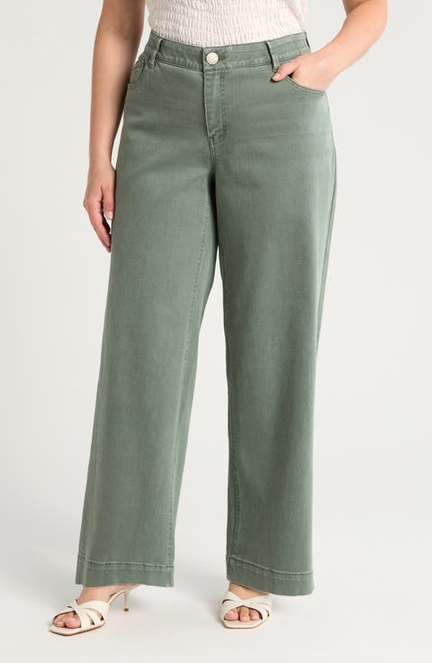 'Ab'Solution High Waist Wide Leg Jeans (Agave) (Plus)