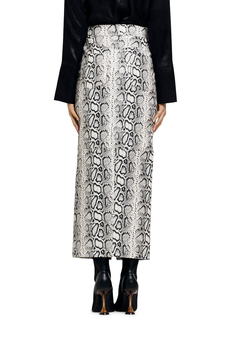 Midaxi Snakeskin Print Faux Leather Midi Skirt, Alternate, color, GREY