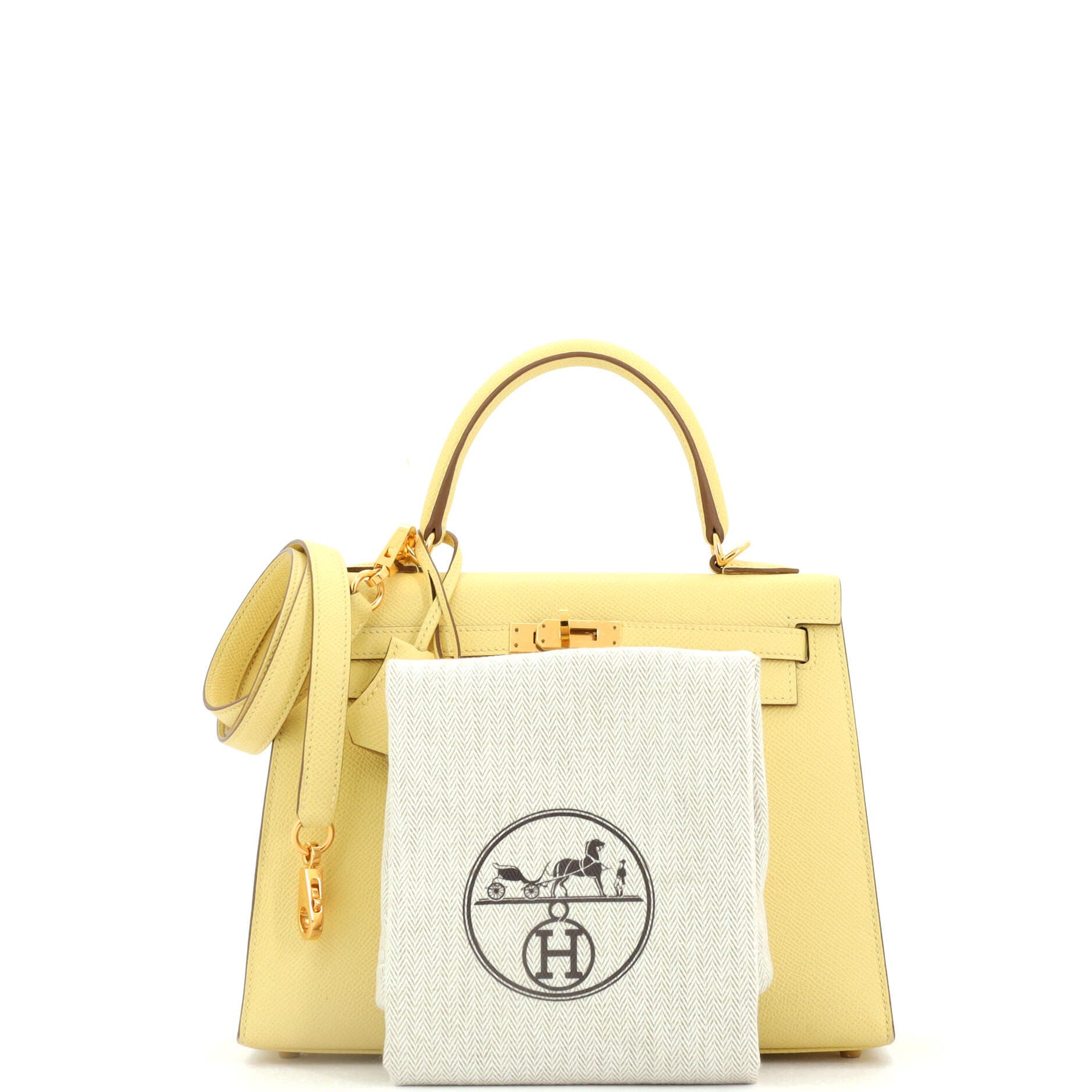 Pre-Owned Hermes Kelly Handbag Yellow Epsom with Gold Hardware 25, Alternate, color, Jaune Poussin