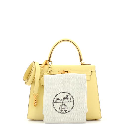 Pre-owned Hermes Hermes Kelly Handbag Yellow Epsom With Gold Hardware 25