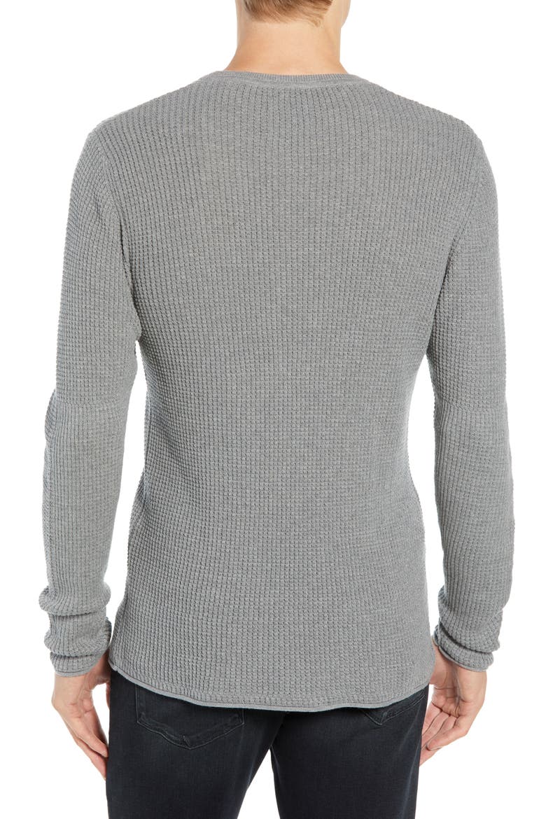 Regular Fit Waffle Crewneck Pullover, Alternate, color, GREY