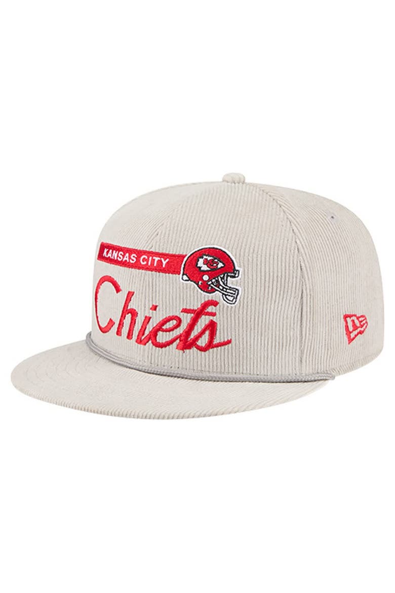 Men's New Era Gray Kansas City Chiefs Cord Rope Corduroy 9FIFTY Snapback Hat, Main, color, Gray
