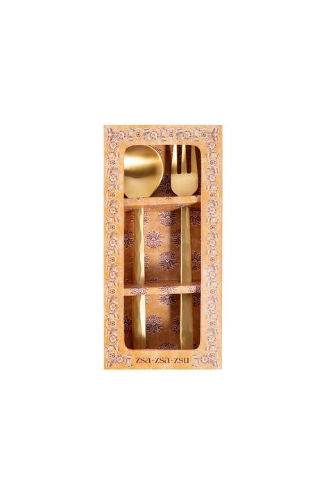 Lotus Set Of 2 Brass Decorative Object Set 6 In