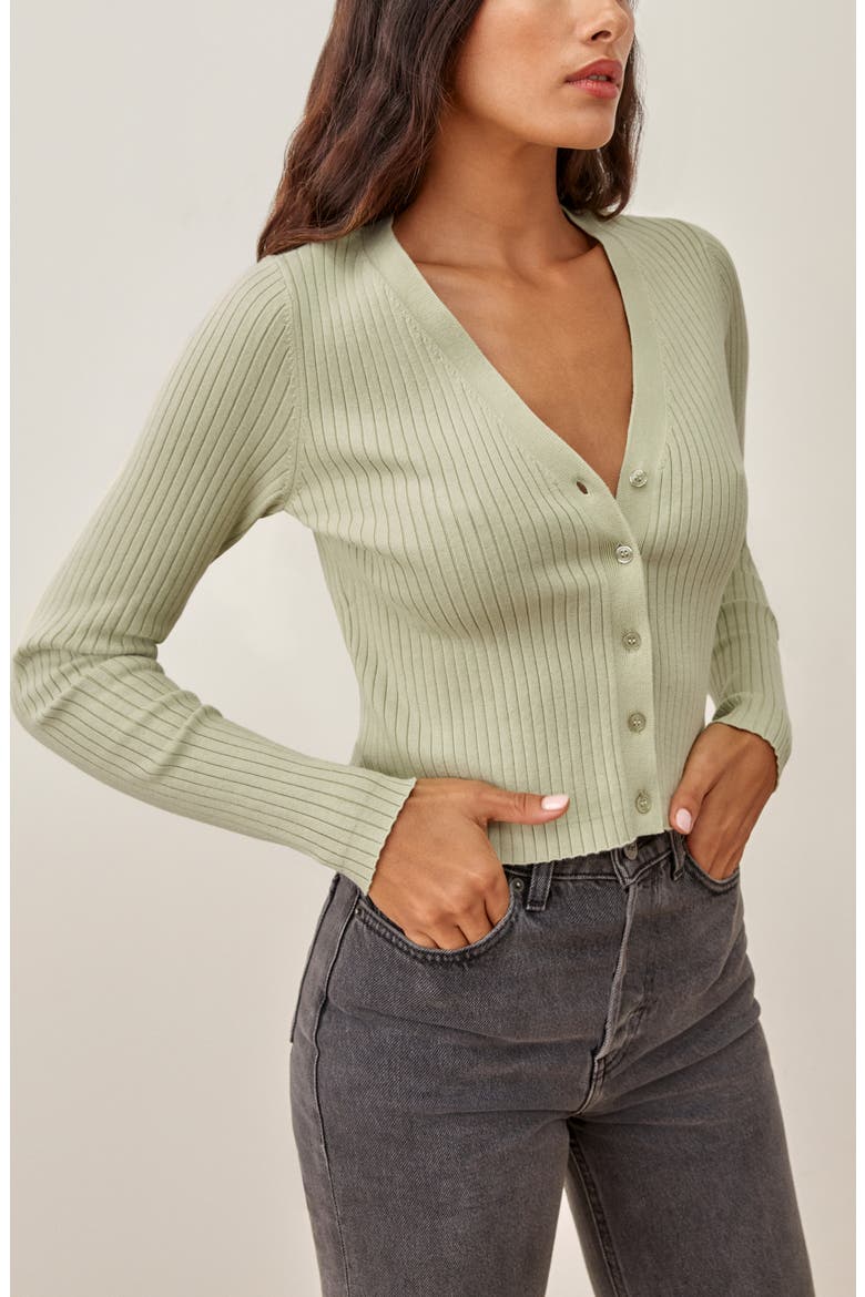 Gilda Rib Cardigan, Alternate, color, EUCALYPTUS