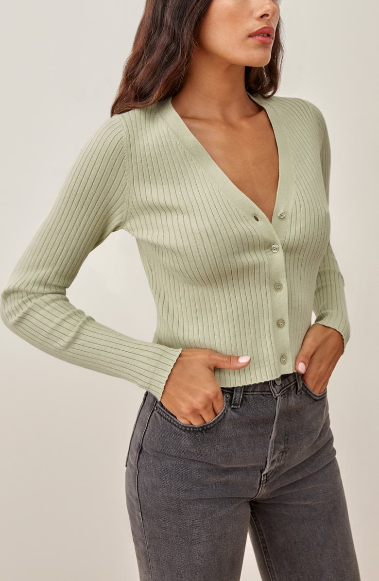 Reformation Gilda Rib Cardigan, Alternate, color,