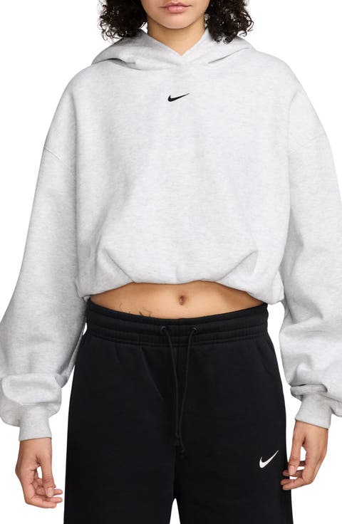 Sportswear Oversized Cropped Fleece Hoodie
