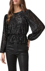 PAIGE Vilma Sequin Peplum Top