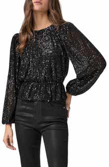 PAIGE Vilma Sequin Peplum Top