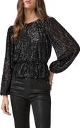 PAIGE Vilma Sequin Peplum Top