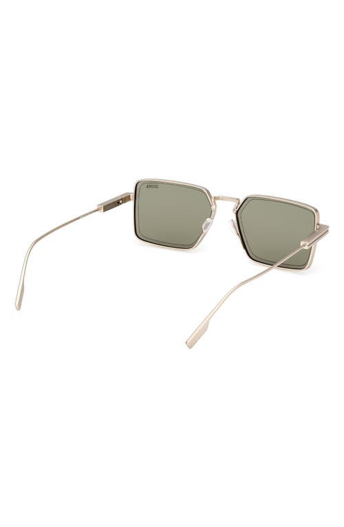 Zegna 56mm Rectangular Polarized Sunglasses In Green