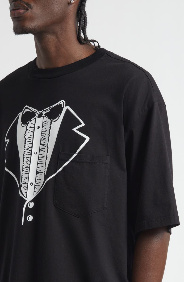 TAKAHIROMIYASHITA TheSoloist. Oversize Tuxedo Trompe l'Oeil Print Graphic T-Shirt, Alternate, color, Black