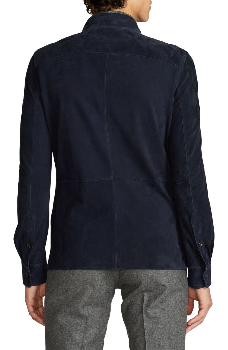 Ralph Lauren Purple Label Barron Suede Shirt Jacket, Alternate, color, Classic Chairman Navy