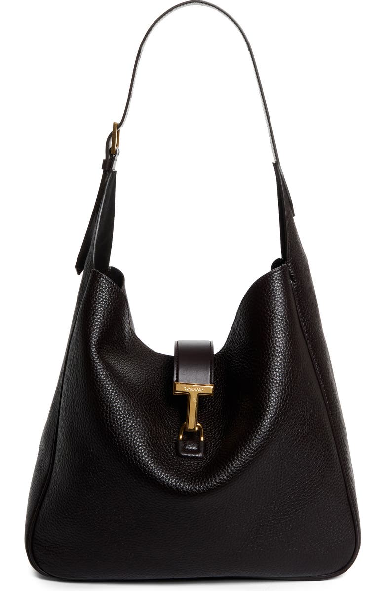TOM FORD Large Monarch Leather Hobo Bag, Main, color,