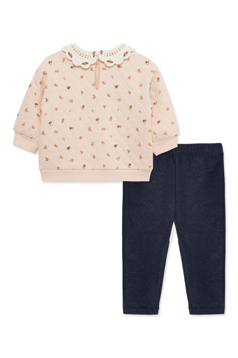 Kids' Rose 2-Piece Quilted Sweatshirt & Leggings Set, Alternate, color, PINK