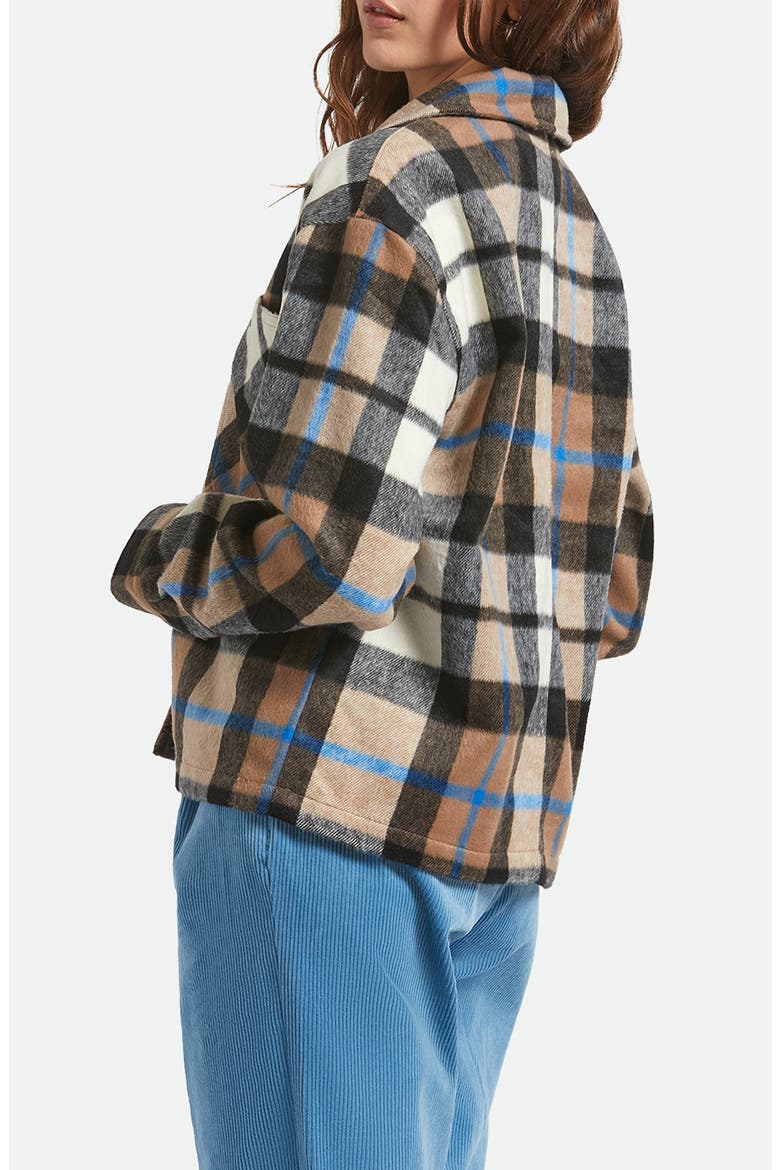Bowery Plaid Flannel Button-Up Shirt, Alternate, color, WASHED BLACK/ SAND