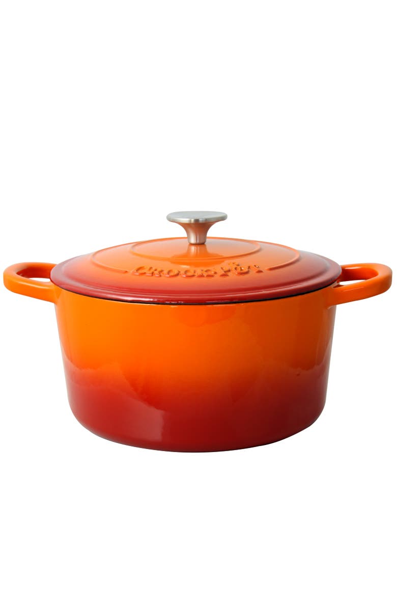 Crock-pot 5 Quart Round Enameled Cast Iron Dutch Oven, Alternate, color, Orange