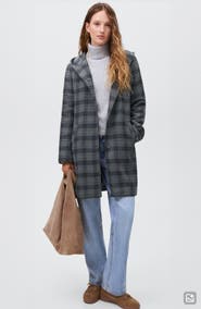 MANGO TEEN Plaid Hooded Coat