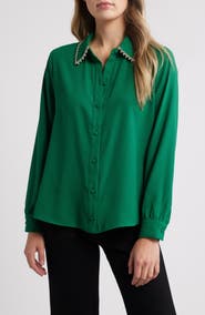 NIKKI LUND Sylvi Rhinestone Collar Shirt