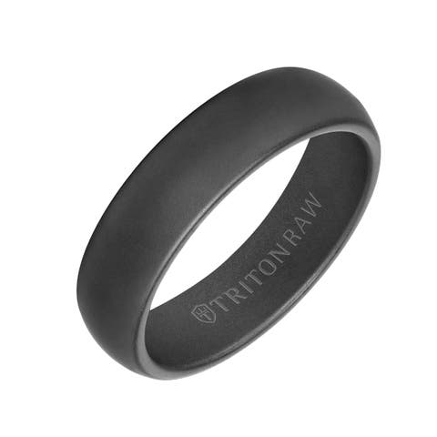 6MM Tungsten Raw Black DLC Ring with Dome Profile and Rolled Edge