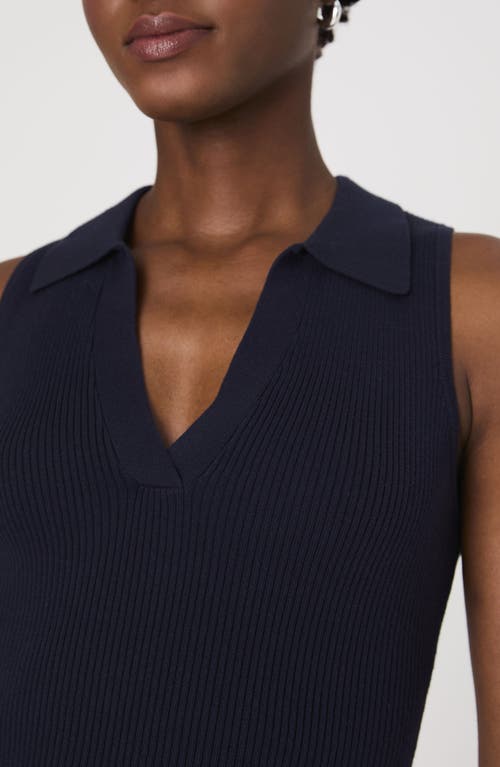 French Connection Mozza Sleeveless Johnny Collar Rib Sweater In Marine