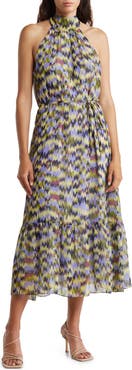 Julia Jordan Mock Neck Tiered Midi Dress