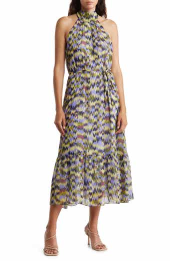 Julia Jordan Mock Neck Tiered Midi Dress