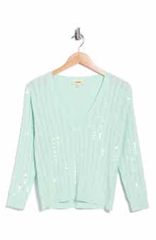 Trinity Sequin Cable V-Neck Pullover