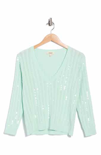 Trinity Sequin Cable V-Neck Pullover