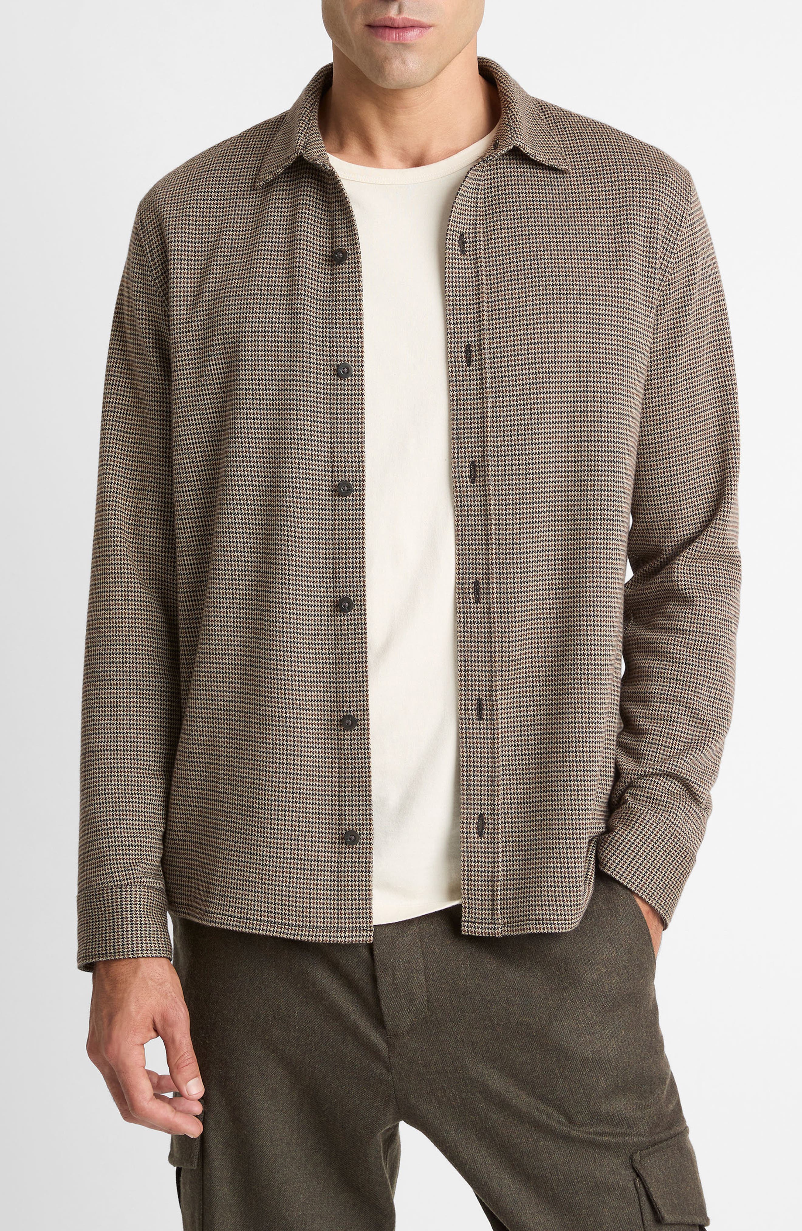Houndstooth Button-Up Shirt