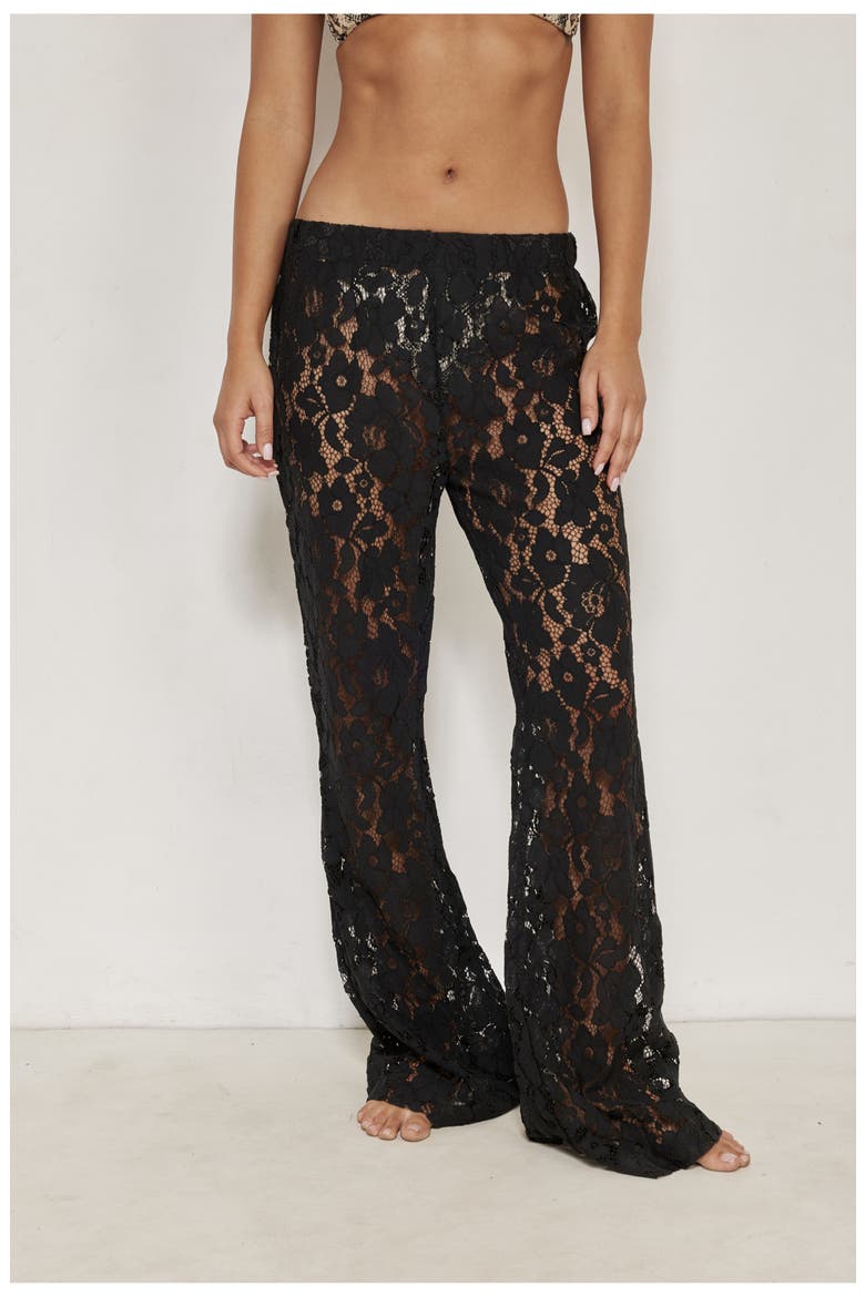 Saint Tropez Floral Lace Cover-Up Pants, Alternate, color, Black