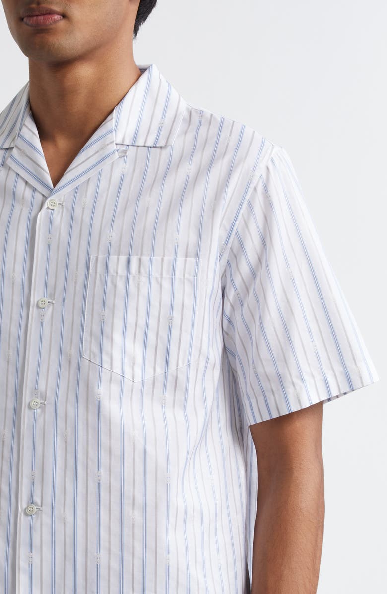 McQueen Skull Stripe Camp Shirt, Alternate, color, White-Blue-Grey