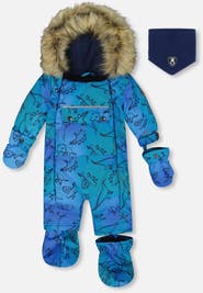 Deux par Deux One-Piece Play Snowsuit Designed for Car Seat Dinosaur