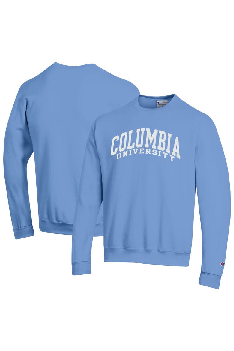 Men's Champion  Light Blue Columbia University Basic Arch Fleece Pullover Sweatshirt, Main, color, Light Blue