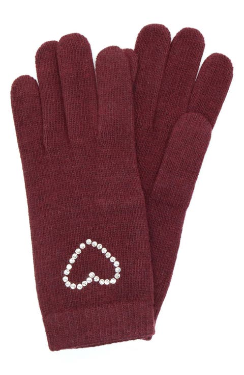 Crystal Embellished Heart Gloves