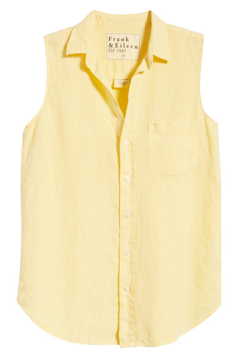 Finley Sleeveless Linen Button-Up Shirt, Alternate, color, SUNSHINE