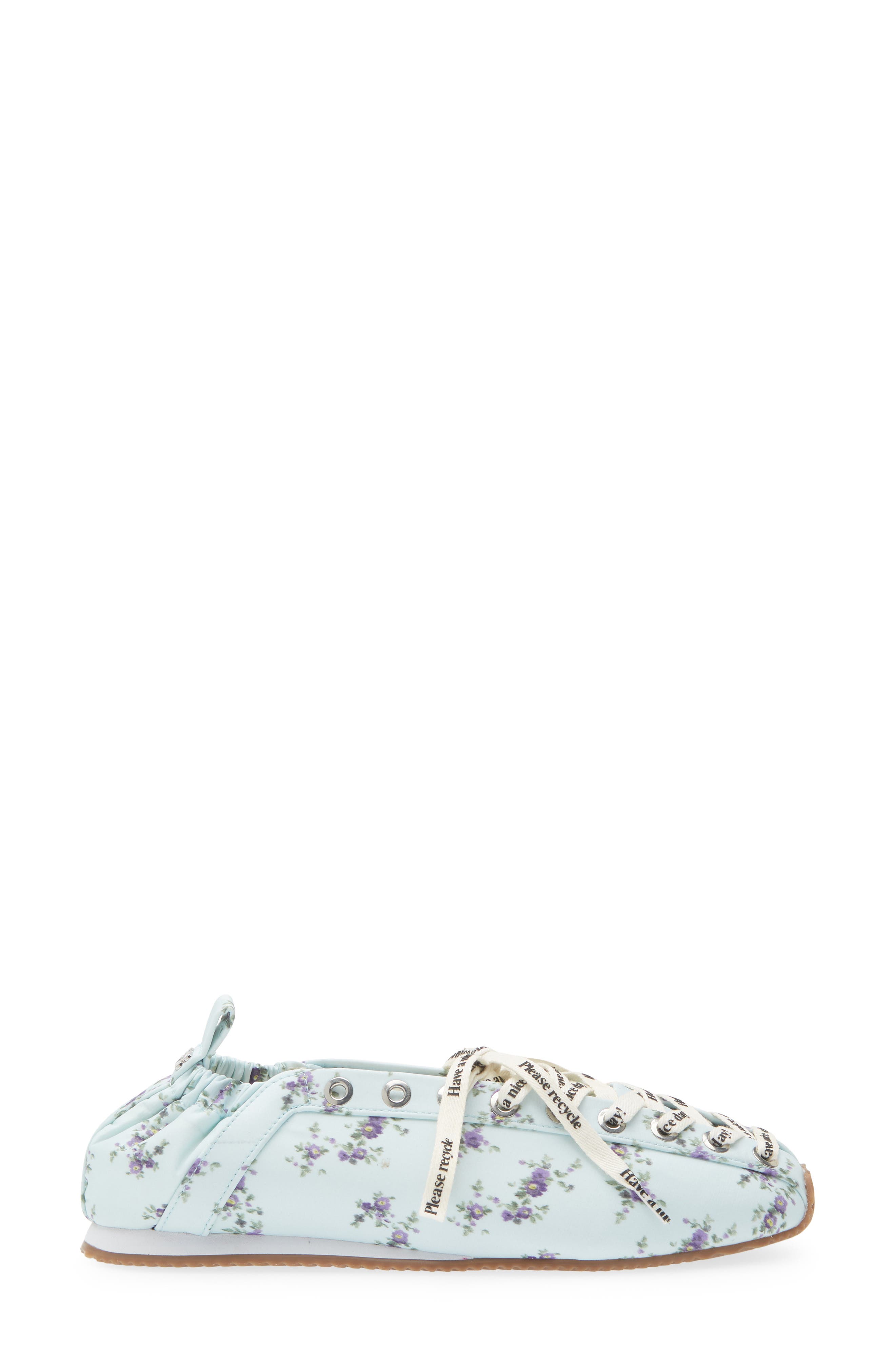 Ganni Sporty Lace-Up Ballerina Flat, Alternate, color, Iced Aqua