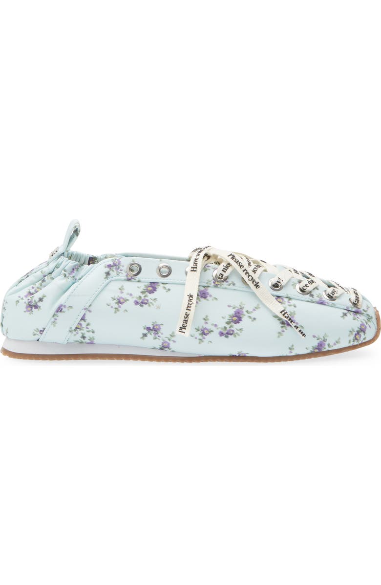 Ganni Sporty Lace-Up Ballerina Flat, Alternate, color, Iced Aqua